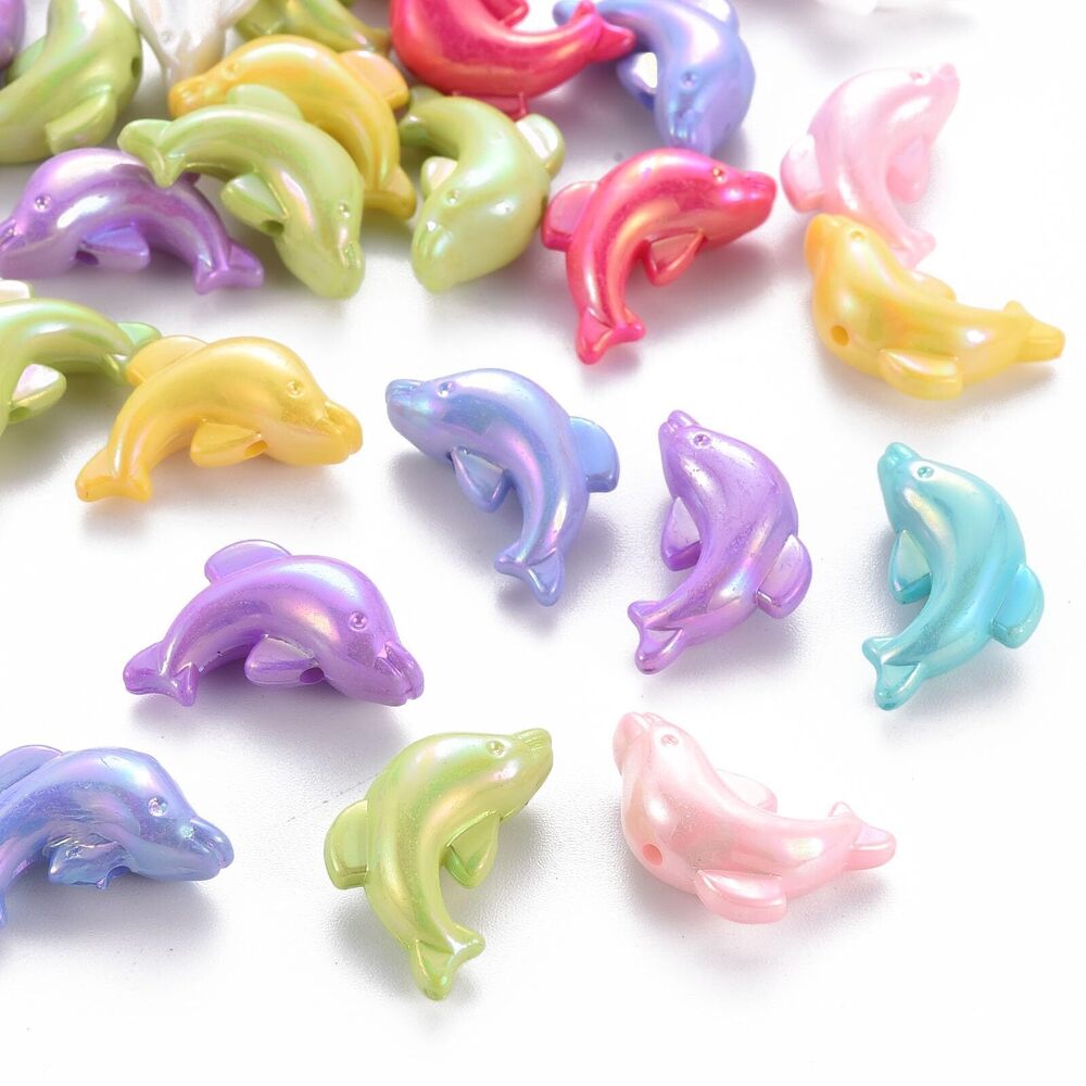 1017 620 pcs AB Color Dolphin Acrylic Beads Lovely Sea Ocean Animals Beads